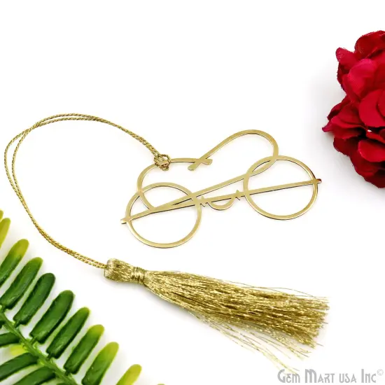 Metal Specs Shape Bookmark With Tassel. Gold Bookmark, Reader Gift, Handmade Bookmark, Page Marker, Aesthetic Gift. 70x38mm {3}