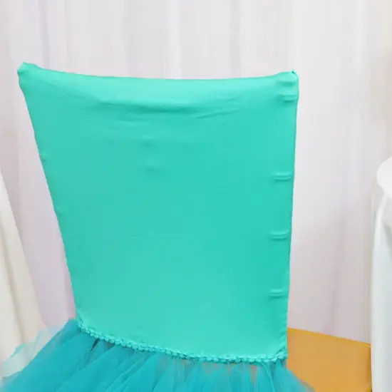 1 Piece Tiff Blue Or Aqua Blue Ballerina Spandex Chiavari Chair Cover Sleek Stretch Fit with Flowing Skirt {5}