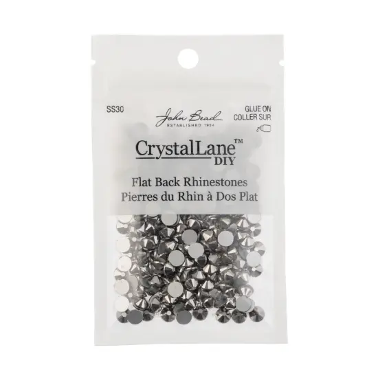 Crystal Lane DIY SS30 Glass Flatback Rhinestones, 288pcs Hematite {3}