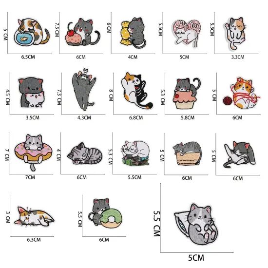 18Pcs Cute Cat Patches for Clothing, Iron on/Sew on Cat Applique, Iron Patches for Dresses Jeans Hats Shoes Shirts Jackets Backpacks {5}