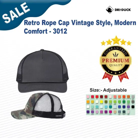 DRI DUCK® Retro Rope Cap Vintage Style, Modern Comfort Camo/ Black/ Khaki {3}