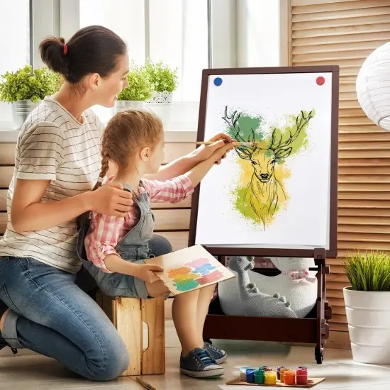 Dry-Erase Board Double Sided Chalkboard Kids' Standing Art Easel Whiteboard {3}