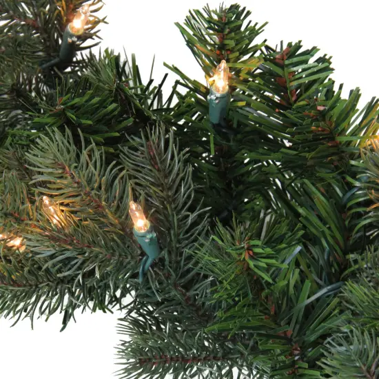 Northlight Pre-Lit Savannah Spruce Artificial Christmas Garland - 9' x 12" - Clear Lights Green {3}