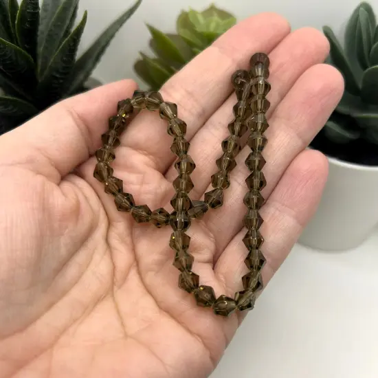 1 or 4 Strands 6x6mm Gray Brown Bicone Beads, Imitation Crystal, Grade AA {3}