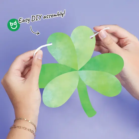 Big Dot of Happiness Shamrock Garland Banner, St. Patrick's Day Decorations, Green Clover Paddy's Day Party Banner, 30 Feet of Cord, 15 Double-Sided Shamrocks {4}