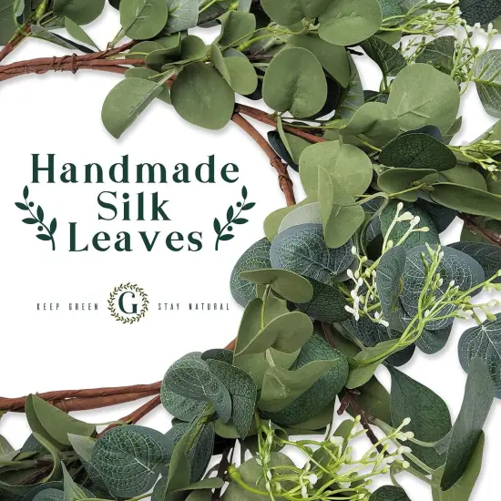 Eucalyptus Wreaths for Front Door 20", Handmade Green Leaves Wreath {3}