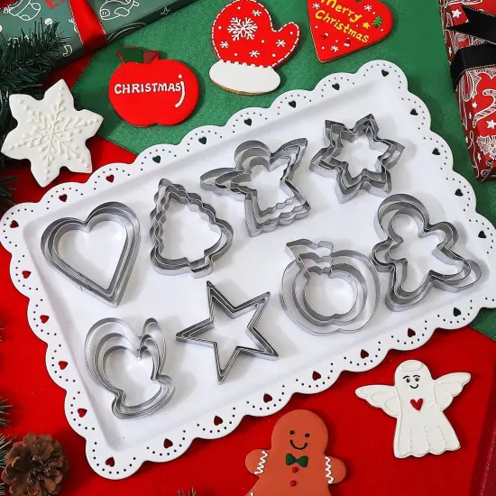 Christmas Cookie Cutters Set - 24 Pcs Holiday Cookie Cutter with 8 Shapes {2}