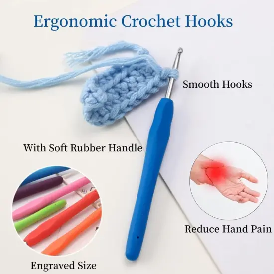 Crochet Hook Set,14 Sizes Crochet Hooks Ergonomic Soft Grip,Crochet Hooks for Arthritic Hands with Case,Crochet Needles(Size B-Size N) {4}