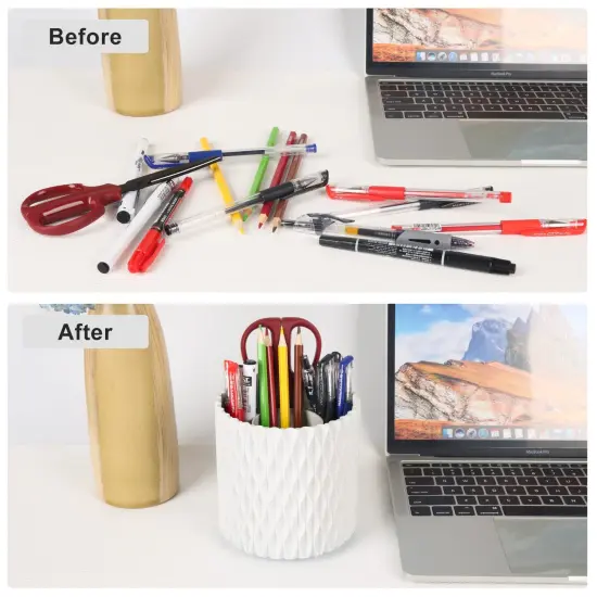 Makeup Brush Holder Organizer -360° Rotating Multi-Functional Pen Holder for Desk,Multi-Purpose Desktop Stationary Organizer,Storage Cup for Lipsticks, Comb, Beauty Tool in Vanity (White) {5}