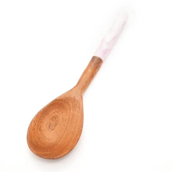 Marble & Wood Salad Server-Set of 2, 12"X3" Pink {4}