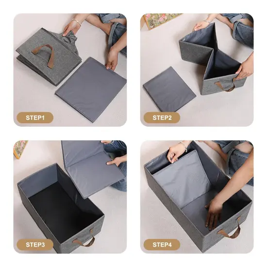 Pack of 3 Large Capacity Storage Bins Closet Organizer Sturdy Foldable Fabric Storage Boxes for Organizing Clothing,Sheets,Toys,Shelves Basket Storage Bin With Handles {5}