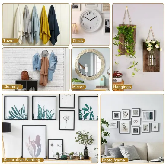 202 PCS Frame Hanger Kit, 10lb, 20lb, 30lb, 50lb&100lb Picture Hanging Hardware Kit, Picture Hanging Tool, Pcture Hangers,Picture Frame Hanging Kit, Picture Hooks for Pictures, Canvas, Mirror (Gold1) {3}