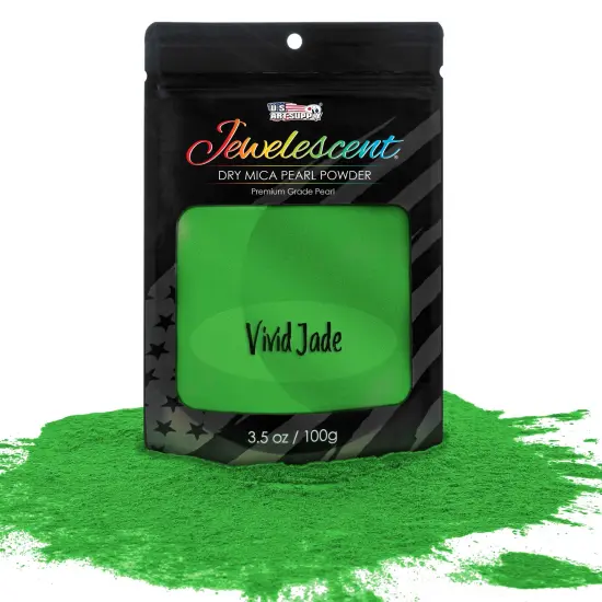 Jewelescent Mica Pearl Pigment Powder, Vivid Jade 3.5 oz (100g) Pouch - Cosmetic Grade, Epoxy Resin Color Pigment, Mica Powder for Resin, Soap, Slime, Candle Dye, Art, Crafts {1}