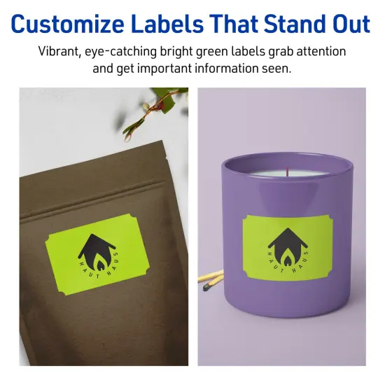 Avery Bright Green Paper Labels, 2" x 3" Rectangle Scalloped {3}