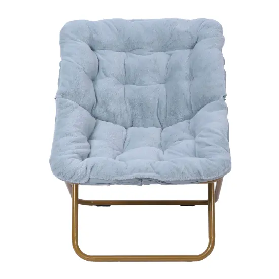 Emma and Oliver Aisling Oversized Folding Saucer Chair for Dorm, Bedroom AquaFabric/SoftGold {5}