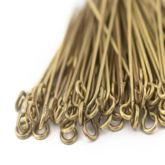 The Bead Chest Brass 21 Gauge 1.5 Inch Eye Pins (Approx 100 pieces) {1}