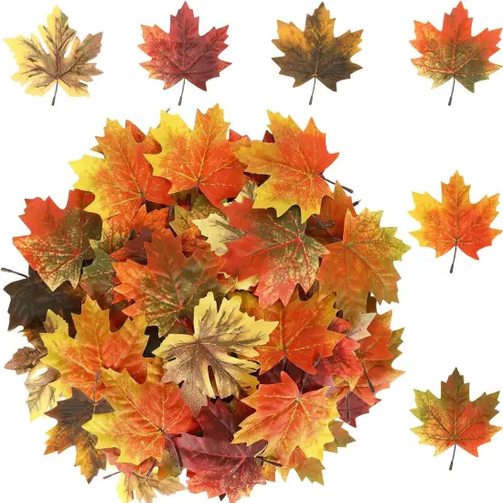 5.5 Inch - 72Pcs Fall Artificial Maple Leaves Table Autumn Decoration - 6 Styles {1}