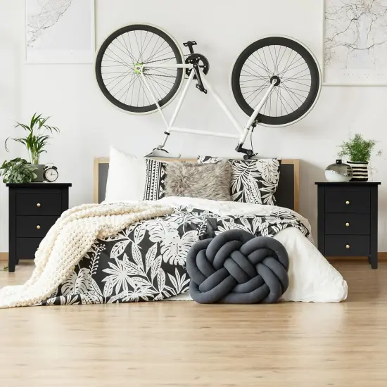 Costway 1PC/2PCS Nightstand End Beside Sofa Table w/ 3 Drawers Bedroom Furniture Black/White {2}