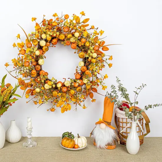 22 Inches Rustic Fall Wreath Farmhouse Autumn Wreaths {2}