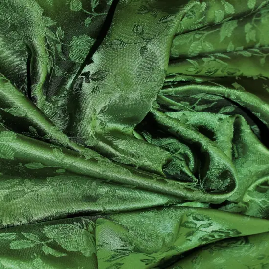 1 Yard Olive Jacquard Satin Fabric Reversible for Tablecloth Overlays Curtains 58/60 Inches Wide {1}