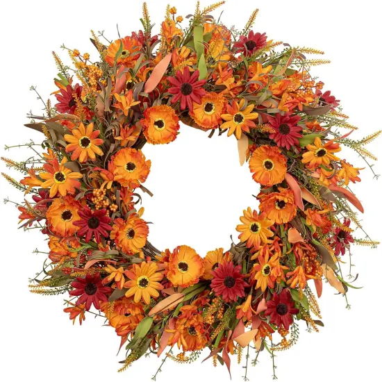 Artificial Fall Wreath 22 Inch Autumn Wreaths {1}