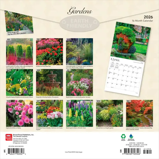 Gardens | 2026 12 x 24 Inch (Hanging) Monthly Square Wall Calendar | Foil Stamped Cover | Plastic-Free {2}