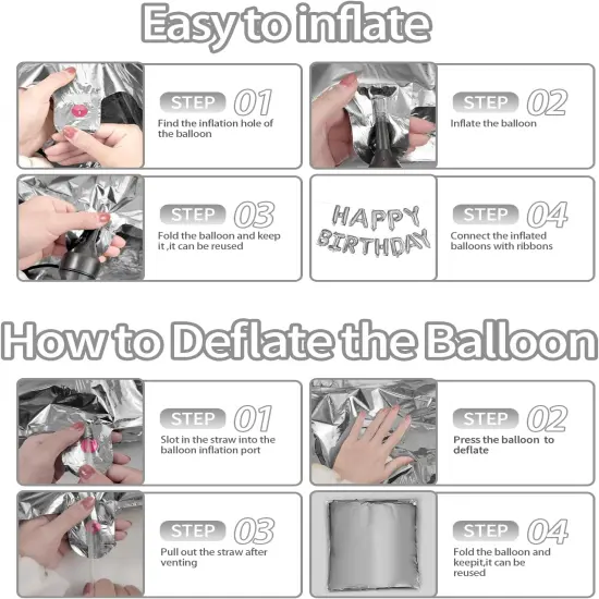 Happy Birthday Balloons Banner - (Silver) {5}