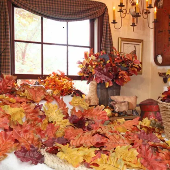 500PCS Artificial Autumn Oak Fall Leaves(5 Colors and 2 Sizes) {5}