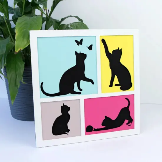 Rosa Talent 4 Cats - 3D Painting on Fiberboard Set. Create Your DIY Decoration. Primed. 3 Layers. 11.81*11.81 inches. {4}