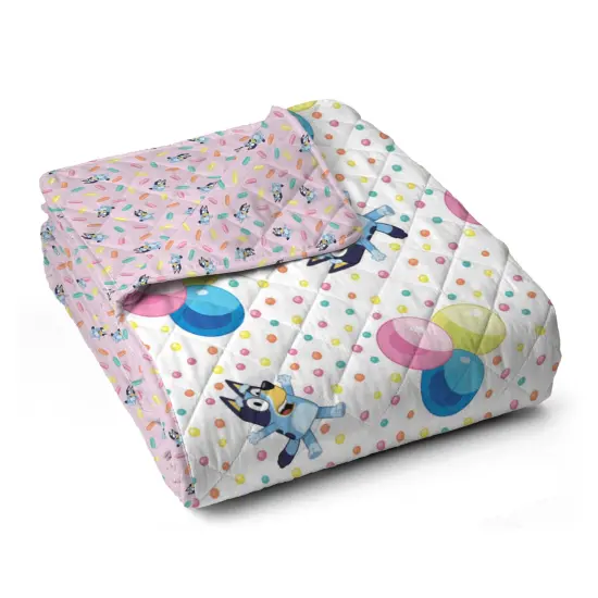 Bluey Quilted Throw Blanket Balloon Celebration {4}