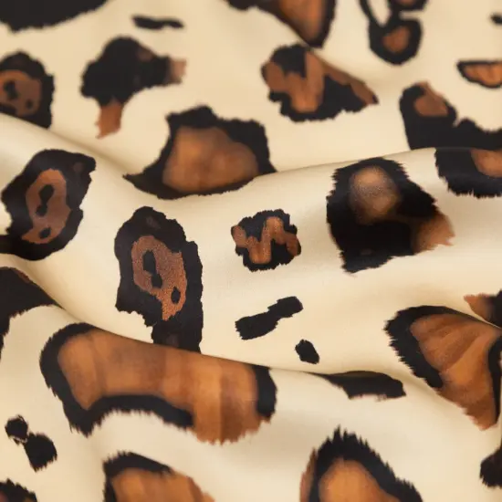 1 Yard Digitally Printed Silk Charmeuse Italian Natural Brown Animal Abstract Design - 55 Inches {2}