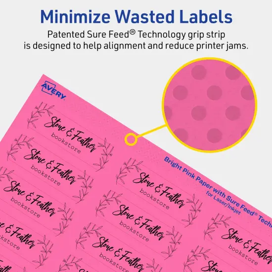 Avery Bright Pink Paper Labels, 0.75" x 2.25" Rectangle {4}