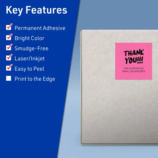 Avery Bright Pink Paper Labels, 4" x 4" Square {2}