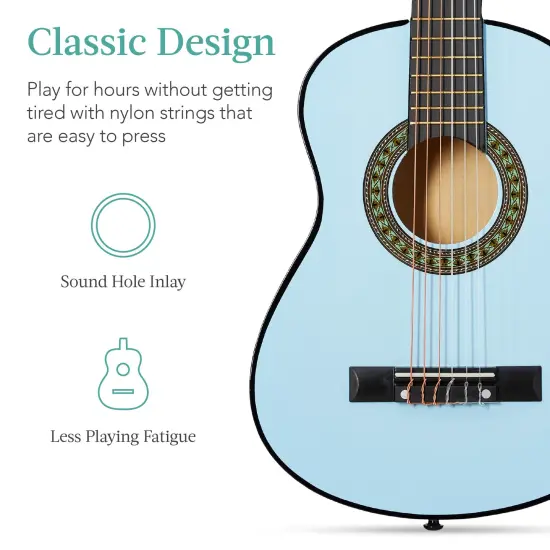 Best Choice Products 30in Kids Acoustic Guitar Beginner Starter Kit with Strap, Case, Strings Light Blue {6}