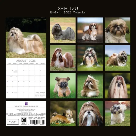 The Gifted Stationary 2026 Square Wall Calendar, Shih Tzu, 16-Month Animals Theme Hanging Calendar with 180 Reminder Stickers, Month Planner for Home, or Creative Spaces, 12x12 In Multicolor {4}