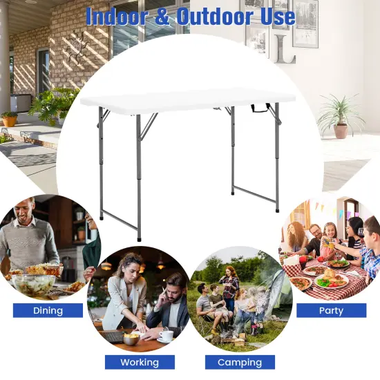 Costway Folding Table Portable Bi-fold Picnic Dining Table w/ 3-Level Height Adjustment {6}