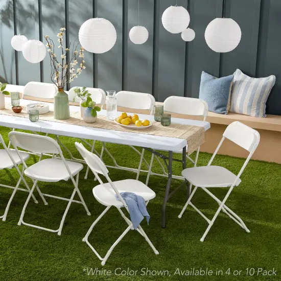 Best Choice Products Set of 10 Folding Stacking Plastic Chairs w/ Non-Slip Feet, 350lb Capacity Black {3}