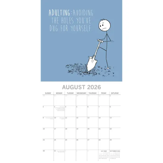 The Gifted Stationary 2026 Square Wall Calendar, The Scary Reality of Adulting, 16-Month Funny Corner Theme Hanging Calendar with 180 Reminder Stickers, Month Planner for Home, Creative Spaces 12x12" Multicolor {3}