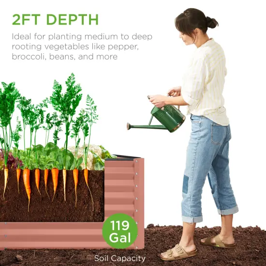 Best Choice Products 4x2x2ft Outdoor Metal Raised Garden Bed, Planter Box for Vegetables, Flowers, Herbs Terracotta {2}