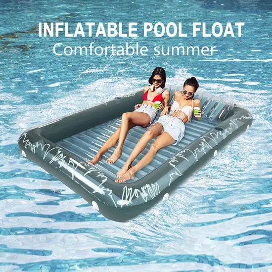 Inflatable Pool Float with Built in Pillow | CLear Green {5}