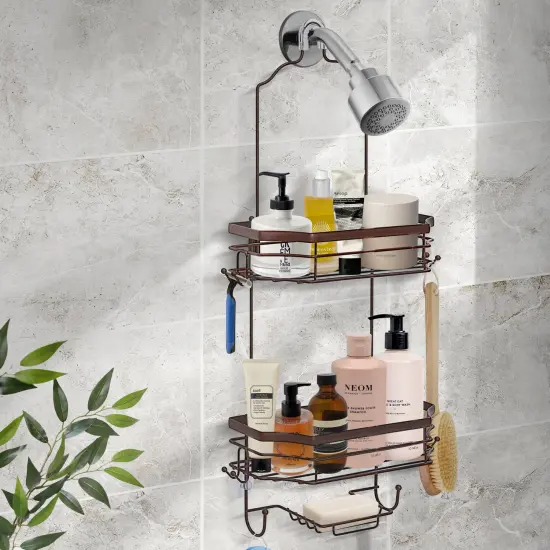 Bathroom Classic Hanging Over The Shower Head Caddy Brown {3}