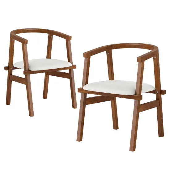 Costway Wooden Dining Chairs Set of 2/4 with Wrap-around Armrest & Padded Seat for Kitchen {7}