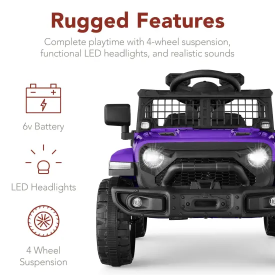 Best Choice Products 6V Kids Ride-On Truck Car w/ Parent Remote Control, 4-Wheel Suspension, LED Lights Purple {6}