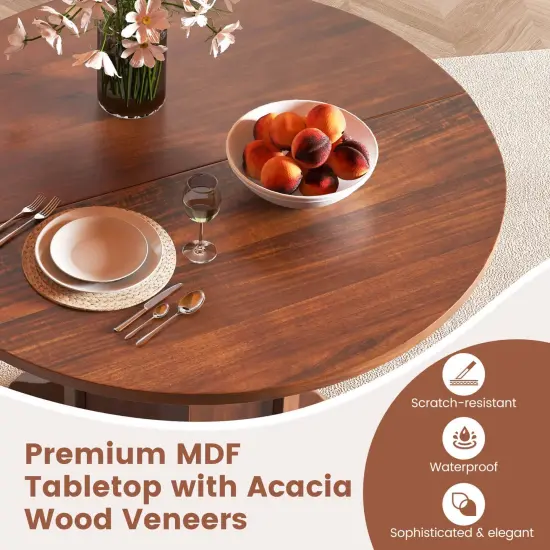 Costway 42" Wooden Kitchen Table Round Dining Table with Pedestal Base for 4-6 People {6}