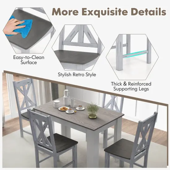 Costway Wooden Dining Chair Set of 2/4 withRubber Wood Frame Elegant Hollowed Backrest {6}