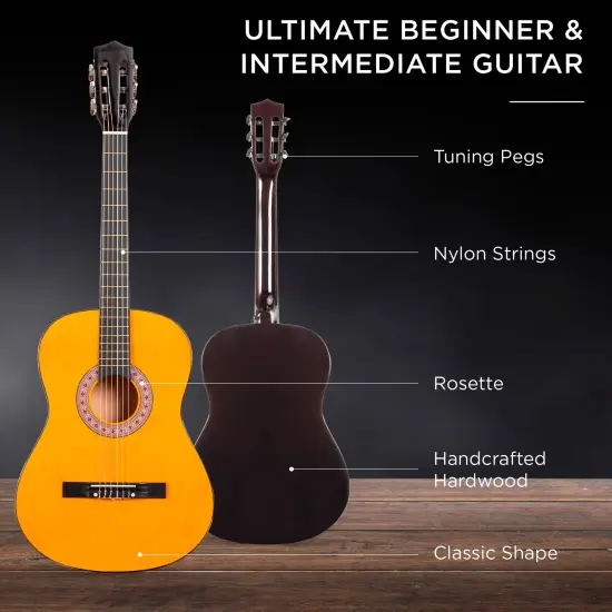 Best Choice Products 38in Beginner Acoustic Guitar Starter Kit w/ Gig Bag, Strap, Strings Natural {4}
