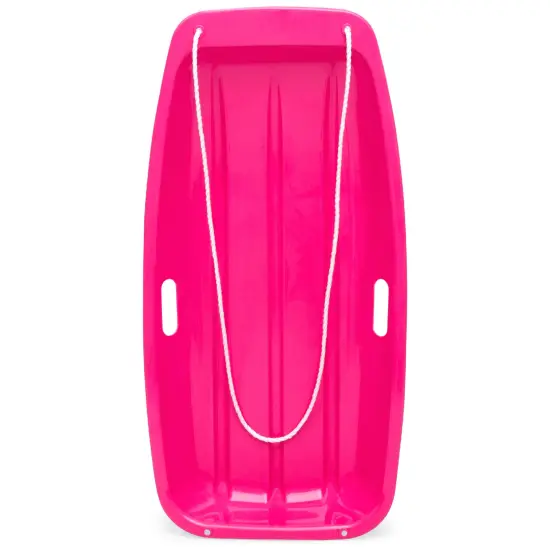 Best Choice Products 35in Kids Outdoor Plastic Sport Toboggan Winter Snow Sled Board w/ Pull Rope, 2 Handles Pink {1}