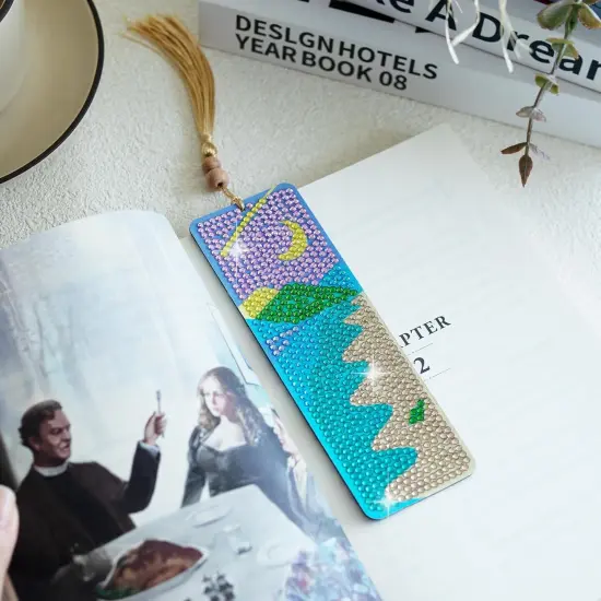6 Pcs Leather Diamond Painting Bookmarks Sun & Moon Nature {3}