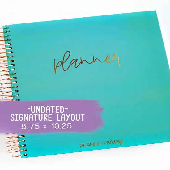 Undated Planner - Signature Layout, Spiral Bound - "Teal Strokes" (#002) {1}