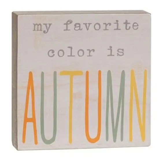 5 Inch Fall Wooden Block Decoration with Autumn Multi-Color Lettering for Seasonal Decor {1}